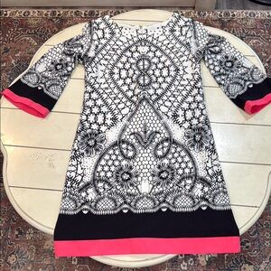 Eliza J Black and White Dress with Pink Details